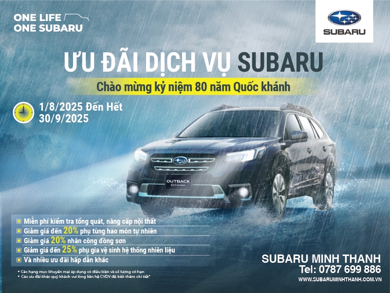 Ưu đãi dịch vụ Subaru - Kỷ niệm 80 năm Quốc Khánh Việt Nam